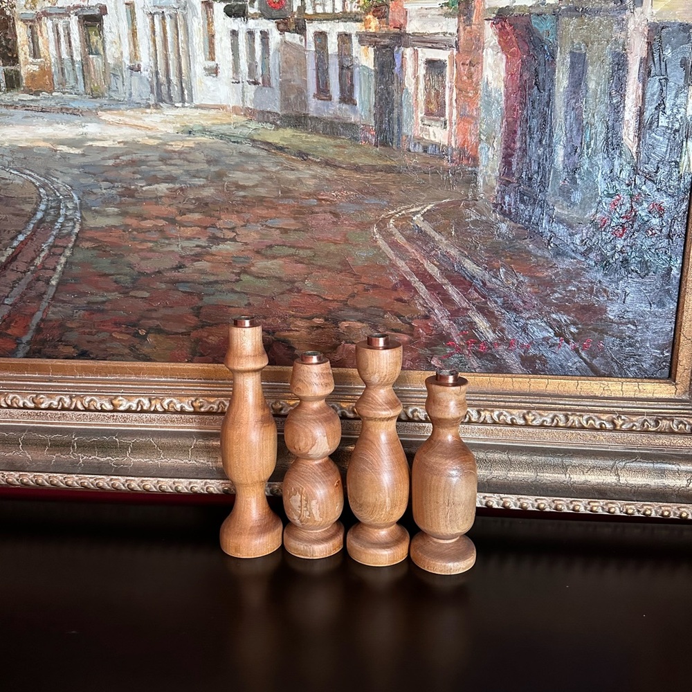 Set of Wooden Candle Holders
